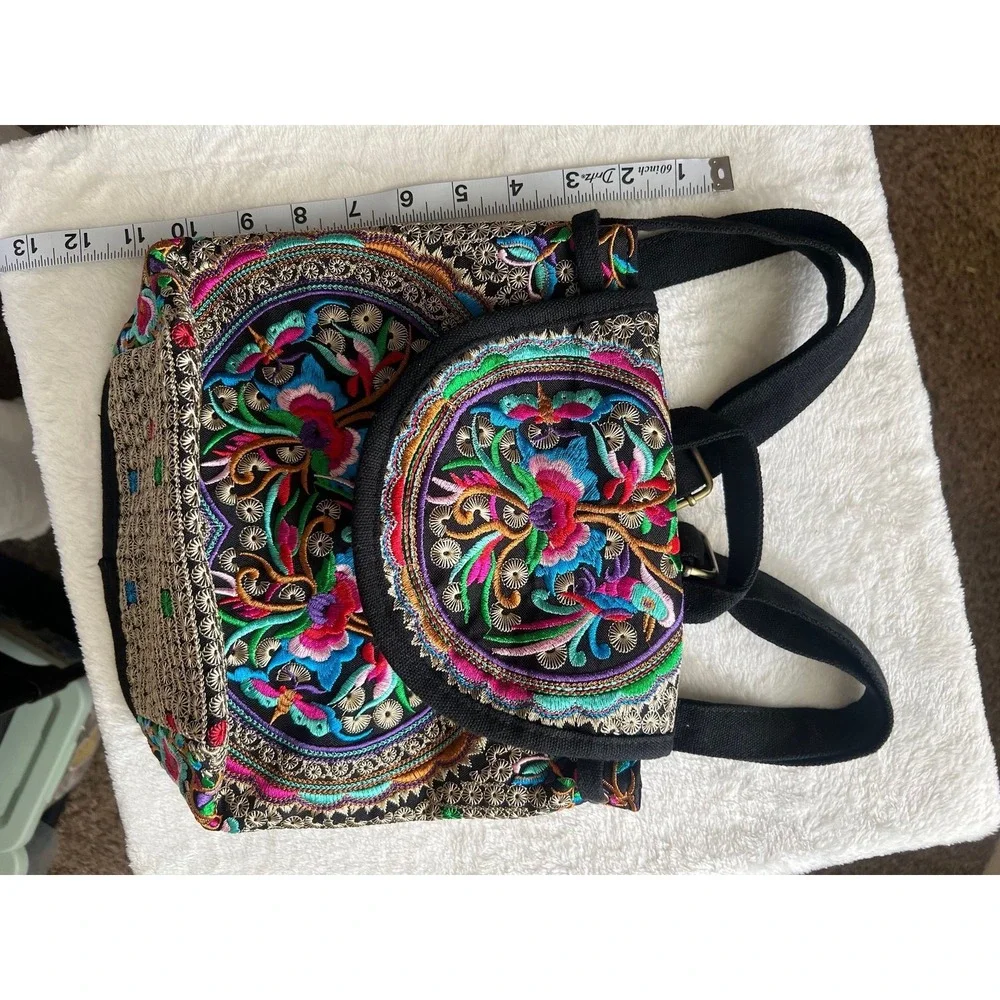 29.- Vintage Embroidered Backpack Purses for Women - Boho Shoulder Bag for
